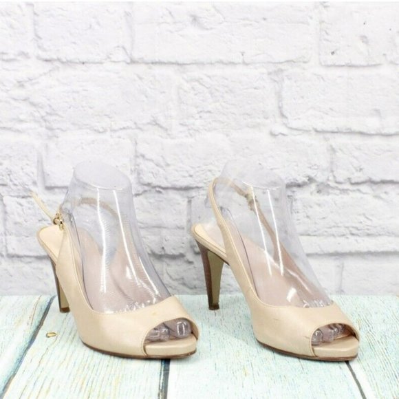 Cole Haan Cream Leather Peep Toe High Stilettos Pump Shoes Size 8.5 B - Picture 3 of 9